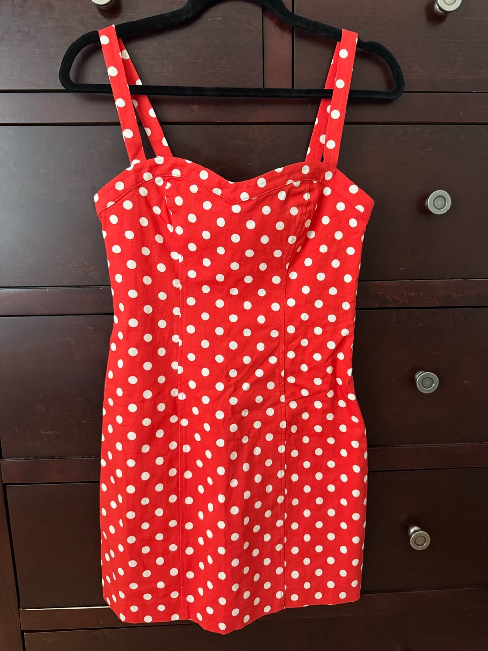NWT Maeve Anthropologie Orange Polka Dot Mini Dress XS - Picture 5 of 6